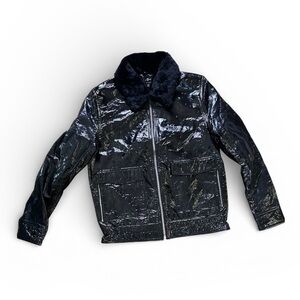 7 For All Mankind Black Shiny Jacket